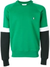 Ami Alexandre Mattiussi Tricolour Sweatshirt In Green