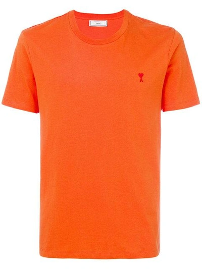 Ami Alexandre Mattiussi Ami De Coeur Orange Cotton T-shirt