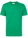 Ami Alexandre Mattiussi Slim-fit Embroidered Cotton-jersey T-shirt In Green