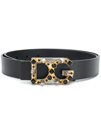 Dolce & Gabbana Logo Buckle Belt - Black