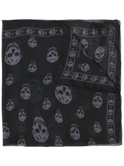 Alexander Mcqueen Black & Grey Silk Skull Scarf