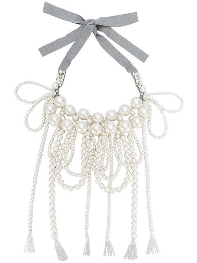 Moy Paris Layered Tassel Necklace In White