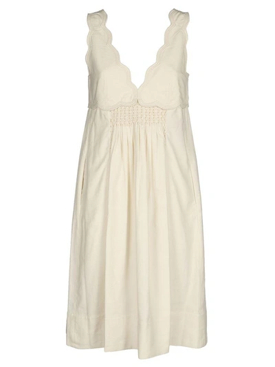 Isabel Marant Scallop Trim Dress In Ecru White