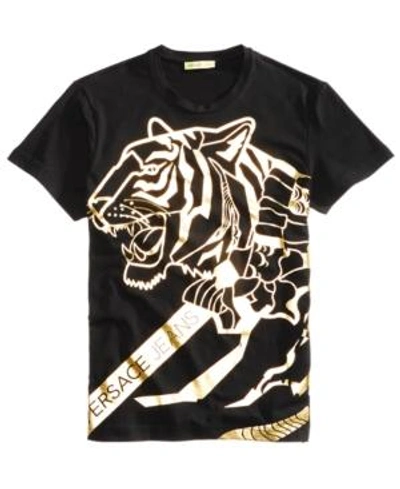 Versace Men's Graphic-print T-shirt In Black/gold