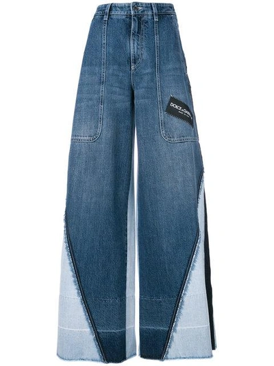 Dolce & Gabbana Panelled Wide Leg Jeans In Blue