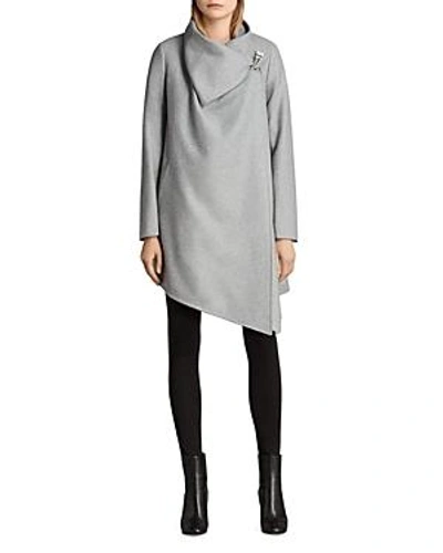 Allsaints City Monument Coat In Light Gray Marl