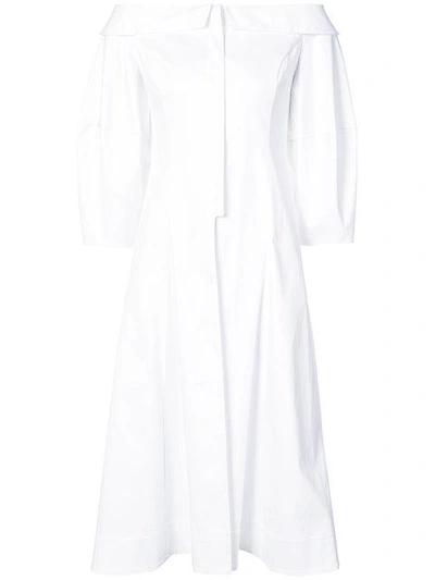 Marina Moscone Off The Shoulder Coat Dress In White