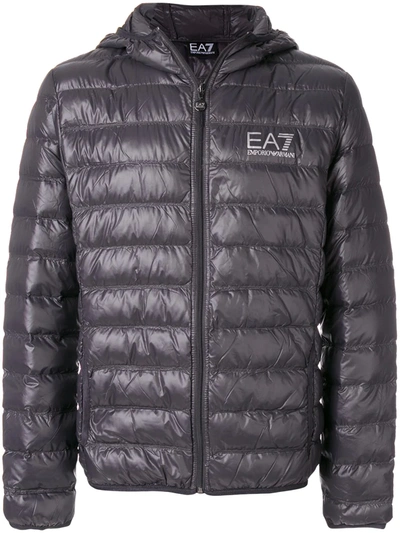 Ea7 Padded Logo Jacket In Grey