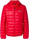 Ea7 Padded Logo Jacket In Red