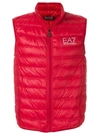 Ea7 Padded Logo Gilet In Red