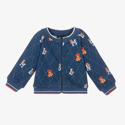 Monnalisa Babies' Teddy-bear Zip-up Sweatshirt In Blue