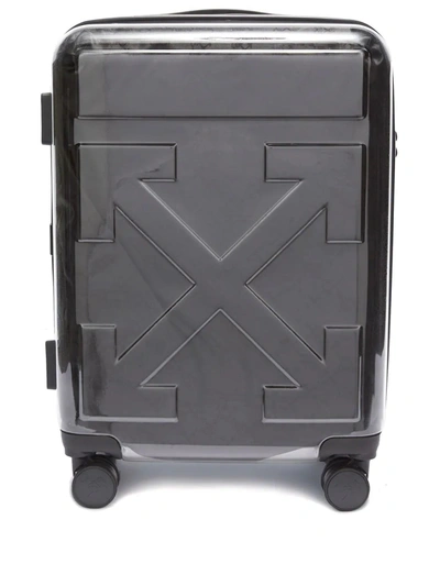Off-white Quote-motif Translucent Cabin Luggage In Grey