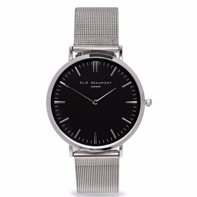 Elie Beaumont Oxford Small Silver Black Dial Mesh
