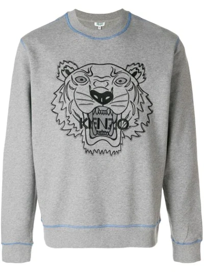 Kenzo Embroidered Tiger Sweatshirt In Grey