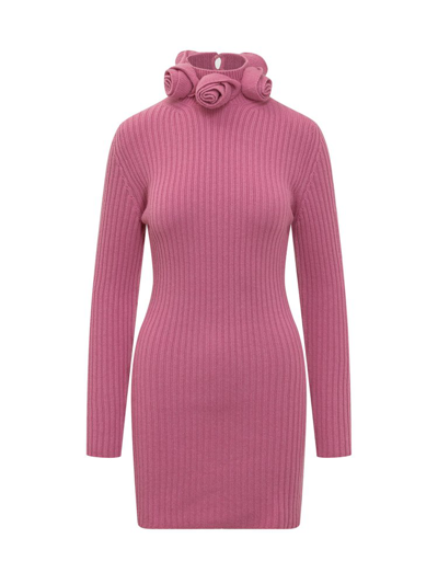 Blumarine Mini Knit Dress In Pink