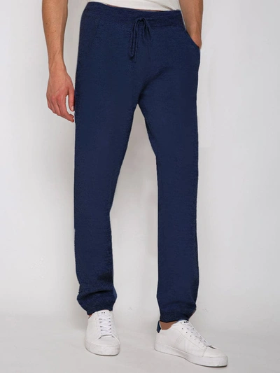 Mc2 Saint Barth Track Knitted Sweatpants With Pockets In Blue