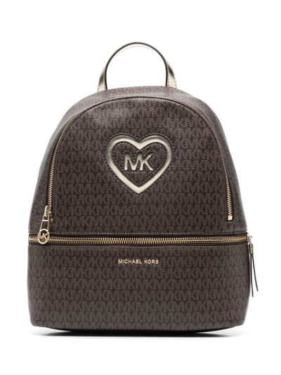 Michael Kors Logo Print Backpack In 褐色