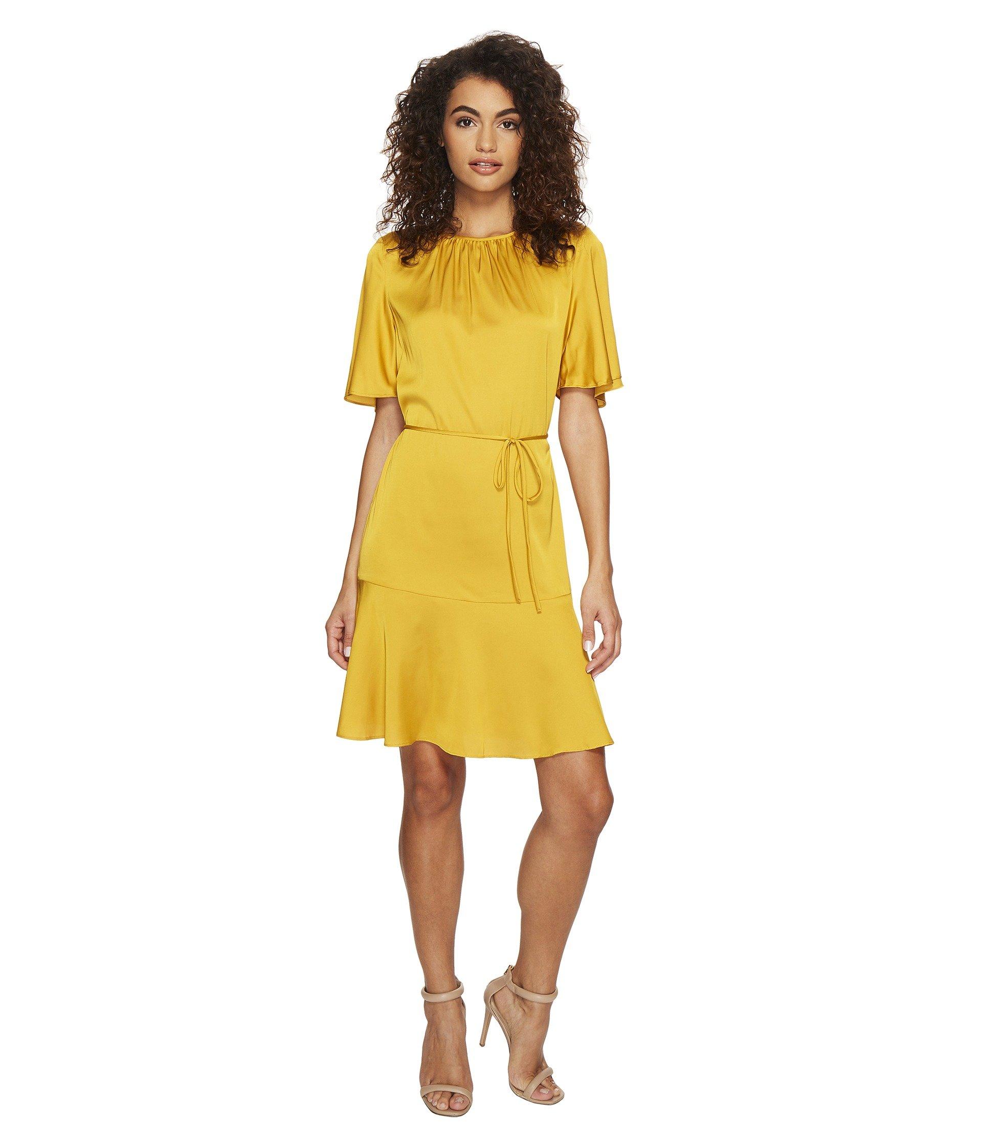 yellow flared dress