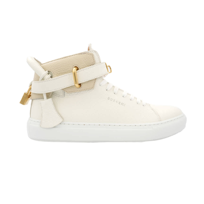 Buscemi High-top Leather Trainers In White/beige