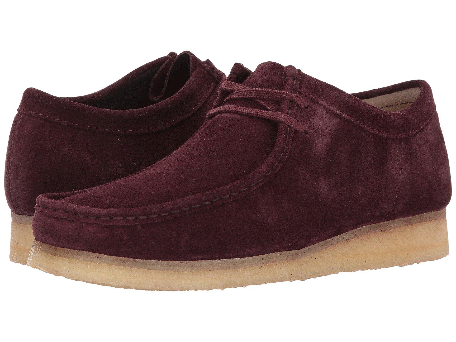 burgundy clarks wallabee