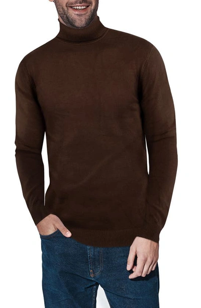 X-ray Turtleneck Pullover Sweater In Dark Brown