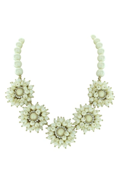 Olivia Welles Charlotte Flower Statement Making Necklace In Gold / Cream