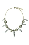 Olivia Welles Gold Plated Liliana Crystal Necklace In Gold / Gunmetal / Clear