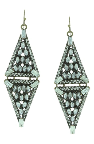 Olivia Welles Double Crystal Triangle Earrings In Silver / Clear