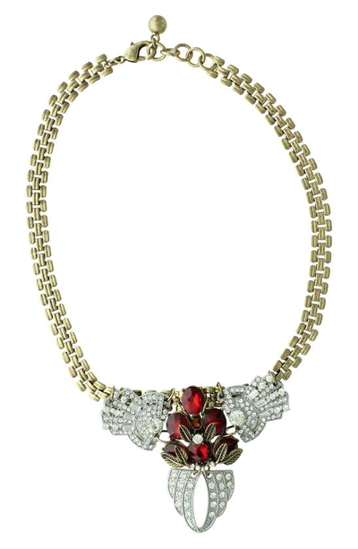 Olivia Welles Garnet Crystal Collar Necklace In Gold / Red