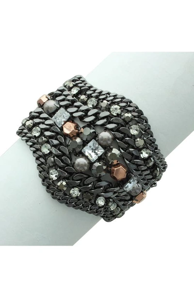 Olivia Welles Gabriella Jeweled Bracelet In Gunmetal / Gray