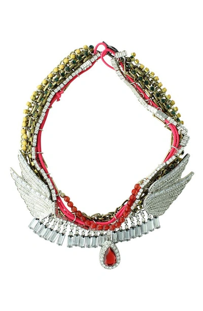 Olivia Welles Posh Iced Collar Necklace In Silver / Multi