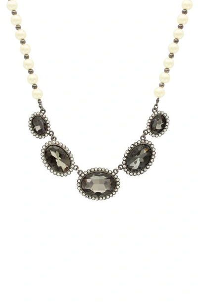 Olivia Welles Silver-tone Royally Oval Bib Necklace In Silver / White