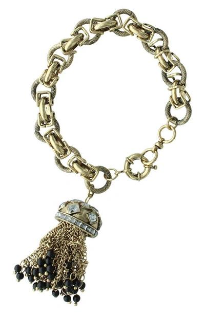 Olivia Welles Cleo Tassel Bracelet In Gold