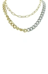 Olivia Welles Two-tone Double Time Chain Necklace In Gold / Silver