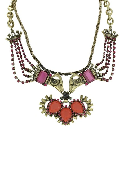 Olivia Welles Gwen Red Statement Necklace In Gold / Red