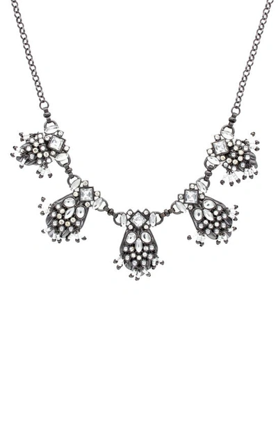 Olivia Welles Amalia Collage Necklace In Gunmetal / Clear