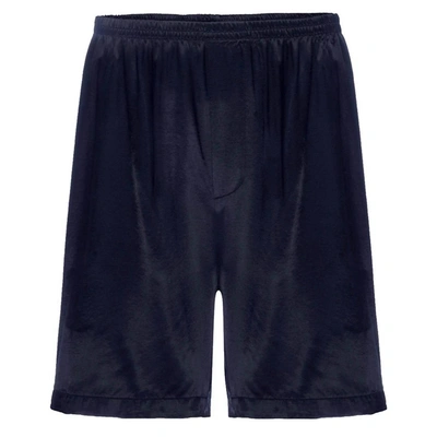 Pj Harlow Adam Satin Boxer With Faux Fly In Navy In Blue