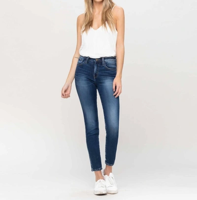 Flying Monkey Destiny Mid Rise Skinny Jean In Dark Wash In Blue