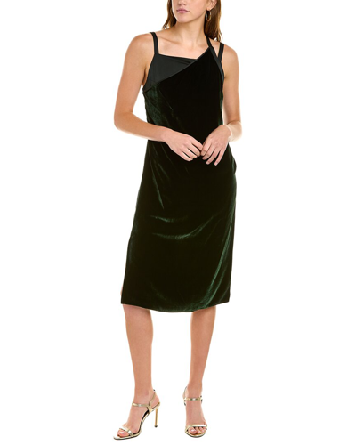 Helmut Lang Velvet Silk-blend Slip Dress In Green