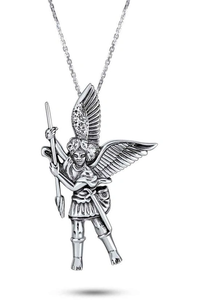 Bling Jewelry Angel Michael Parton Necklace In Silver