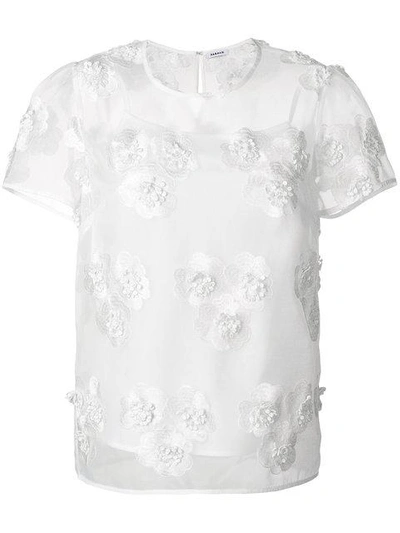 P.a.r.o.s.h Embroidered Organza Blouse In White