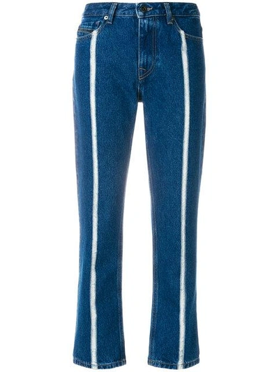 Diesel Black Gold Contrast Stripe Cropped Jeans - Blue