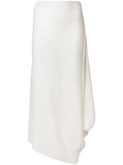 Jw Anderson Infinity Asymmetric Ribbed Linen Midi Skirt In Ivory