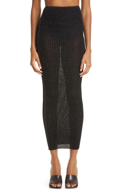 A. Roege Hove Emma Ribbed Organic Cotton Blend Maxi Skirt In Black