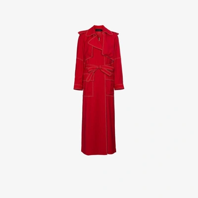 Michael Lo Sordo Wool Trench Coat In Red