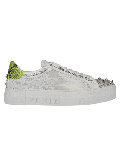 Philipp Plein Studded Toe Platform Sneakers In White