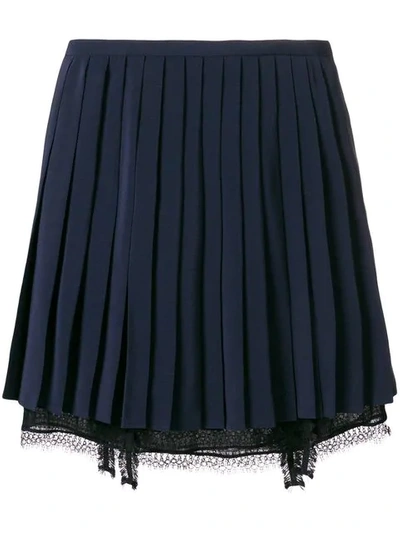 Versace Pleated Mini Skirt In Navy