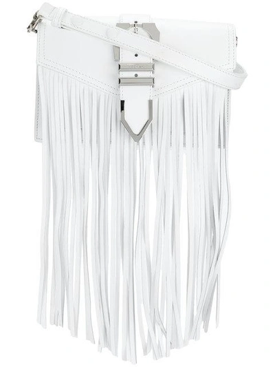 Versus Iconic Buckle Fringed Bag In White