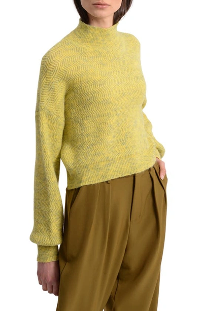 Molly Bracken Fuzzy Turtleneck Sweater In Yellow