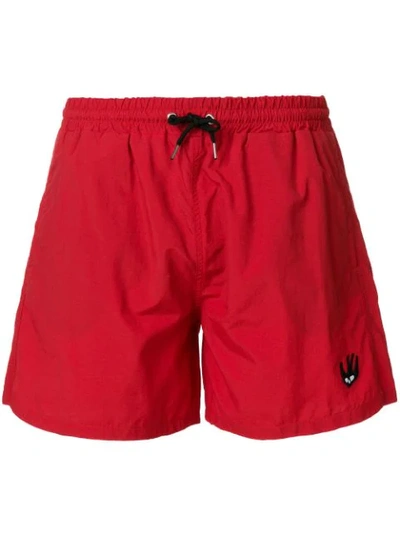 Mcq By Alexander Mcqueen Mcq Alexander Mcqueen Swallow Patch Swim Trunks - Red In Mcq Red